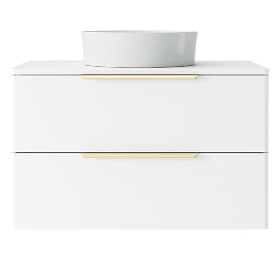 Vanity Cabinet for Countertop Tidea 80 cm, White, Gold Handles