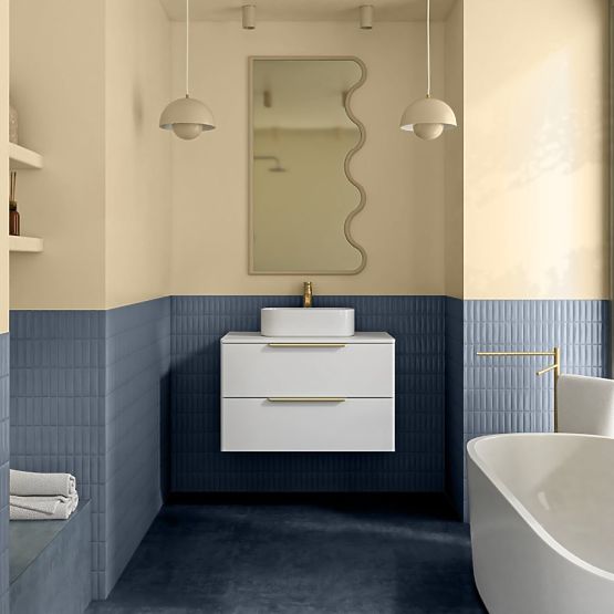 Vanity Cabinet for Countertop Tidea 80 cm, White, Gold Handles