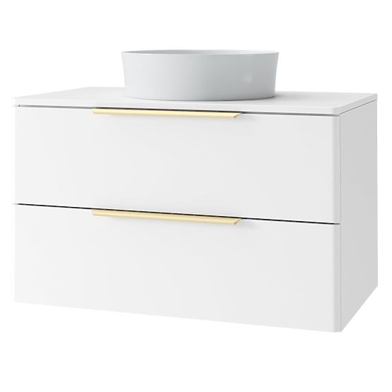 Vanity Cabinet for Countertop Tidea 80 cm, White, Gold Handles