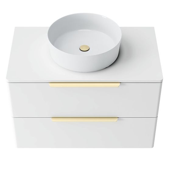 Vanity Cabinet for Countertop Tidea 80 cm, White, Gold Handles