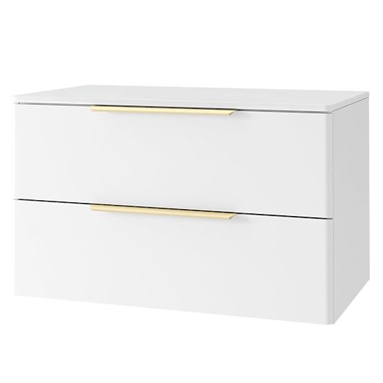Vanity Cabinet for Countertop Tidea 80 cm, White, Gold Handles