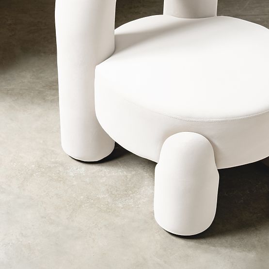 Vasto Relaxation Chair, Cream, Velvet, Rounded Shapes