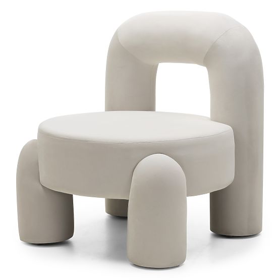 Vasto Relaxation Chair, Cream, Velvet, Rounded Shapes