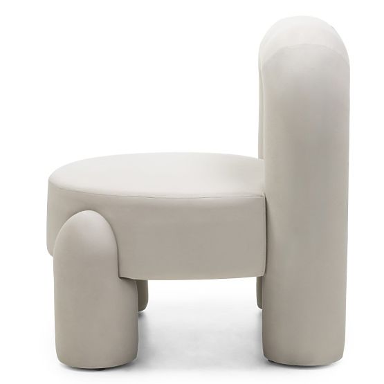 Vasto Relaxation Chair, Cream, Velvet, Rounded Shapes