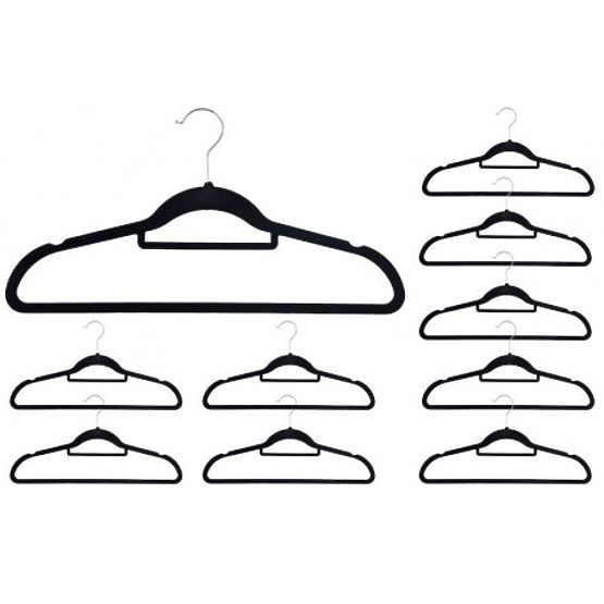 Velour Hanger Maxi Set of 10 - Black