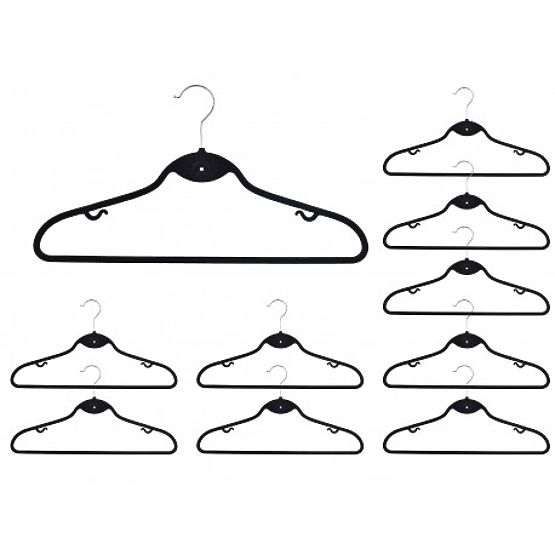 Velvet Hanger Roxi Set of 10 Black