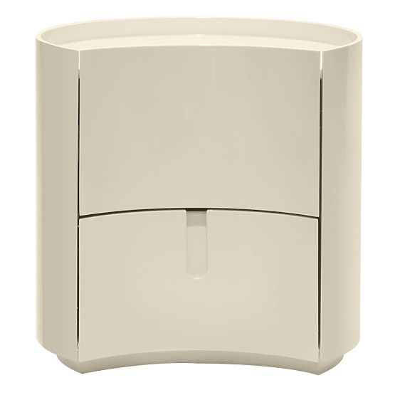 Vena Nightstand with Drawers, Cream White, Rounded, Glossy