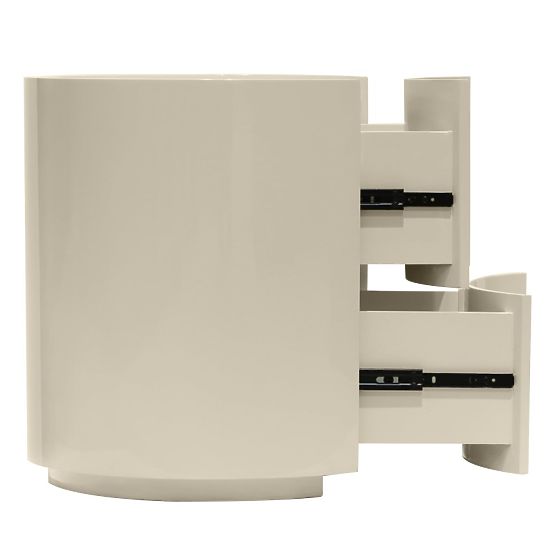 Vena Nightstand with Drawers, Cream White, Rounded, Glossy