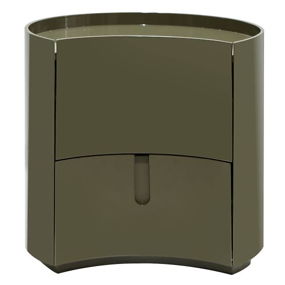 Vena Nightstand with Drawers, Green/Gray, Rounded, Glossy