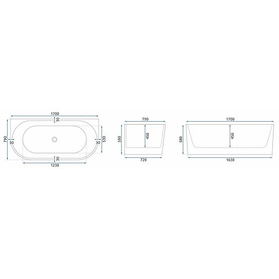 Veneta 170 cm Acrylic Wall Bathtub