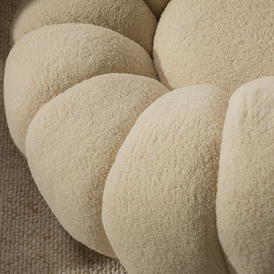 Venezia Beige Relaxation Chair with Swivel Base, Boucle, Rounded Shapes