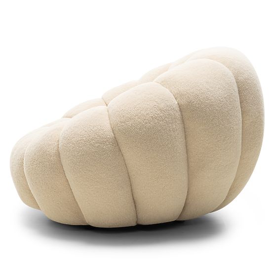 Venezia Beige Relaxation Chair with Swivel Base, Boucle, Rounded Shapes