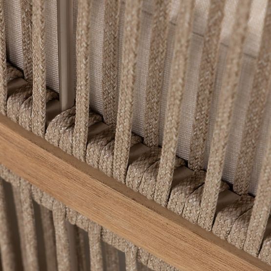 Vetralla Garden Corner Set with Table, Wicker, FSC Acacia Wood, Teak Look, Light Beige