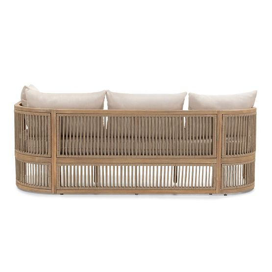 Vetralla Garden Corner Set with Table, Wicker, FSC Acacia Wood, Teak Look, Light Beige