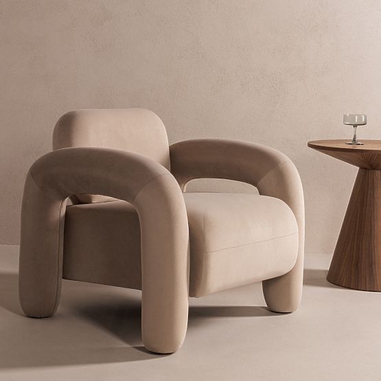 Vico Relaxation Chair, Light Beige, Velvet