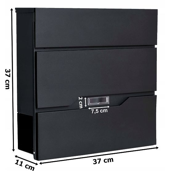 Vidar Black Mailbox for Letters