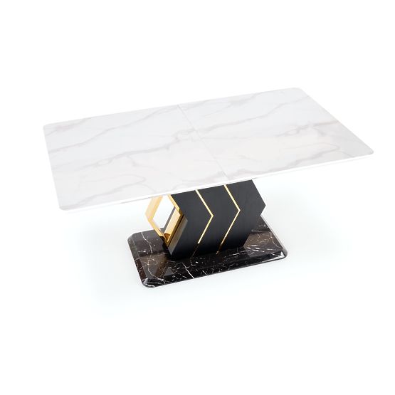 VINCENZO extendable table top: white marble, leg black/gold (3p=1pc)