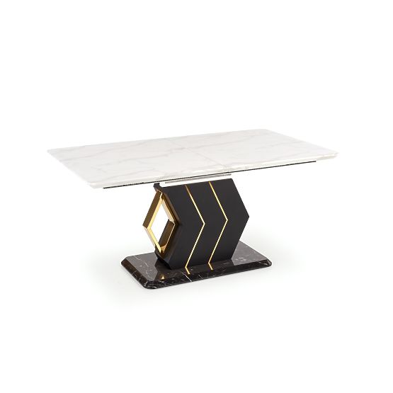 VINCENZO extendable table top: white marble, leg black/gold (3p=1pc)