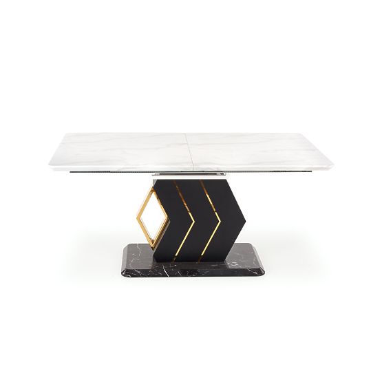VINCENZO extendable table top: white marble, leg black/gold (3p=1pc)