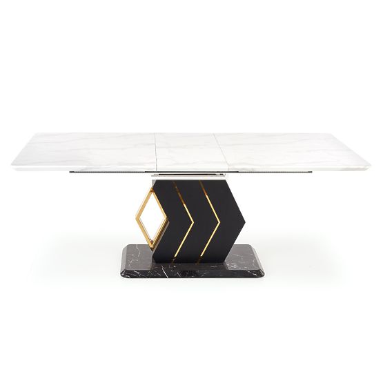 VINCENZO extendable table top: white marble, leg black/gold (3p=1pc)