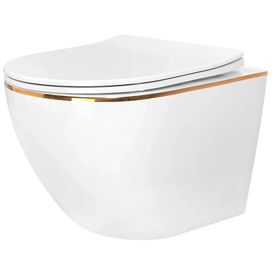 Wall-Hung Toilet Bowl Rea Carlo Mini Tornado GOLD EDGE