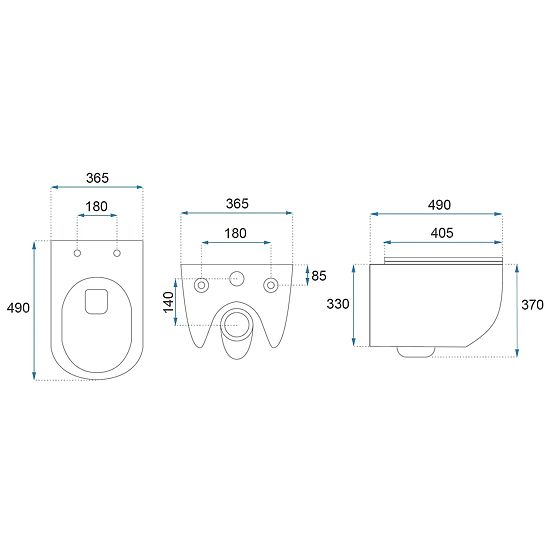 Wall-Hung Toilet Bowl Rea Carlo Mini Tornado GOLD EDGE