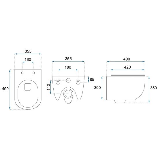 Wall-Hung Toilet Bowl Rea Carlo Mini Tornado NF BLACK MATT