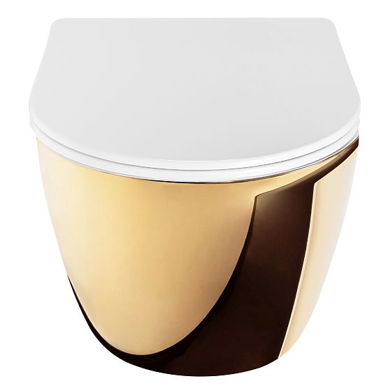 Wall-Hung Toilet Bowl Rea Carlo Mini Tornado NFQ Gold White