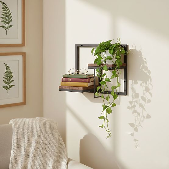 Wall-mounted Flower Stand, Hanging Shelf for Plants and Decorations, 2 Levels, Loft ModernHome