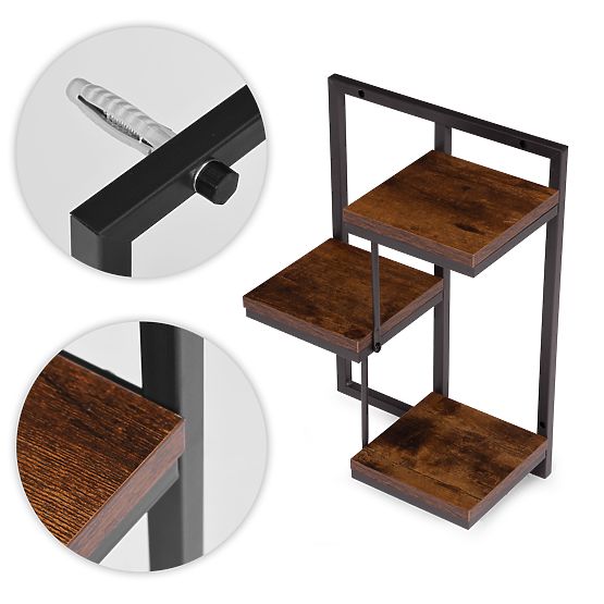 Wall-Mounted Flower Stand Hanging Shelf for Plants Decoration 3 Levels Loft ModernHome