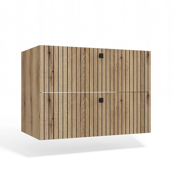 WALL-MOUNTED VANITY CABINET TIGO 80 2S OAK EVOKE 2 DRAWERS GROOVED FRONT PANEL