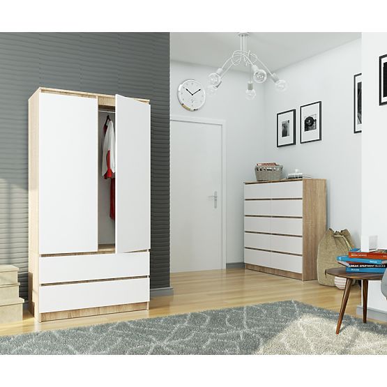 WARDROBE S90 2D 2DR CLP PK SONOMA / WHITE