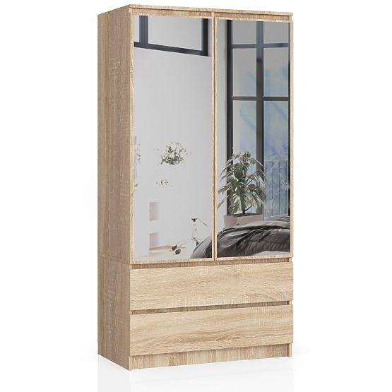 WARDROBE S90 2D 2SZ 2 MIRROR CLP PK SONOMA