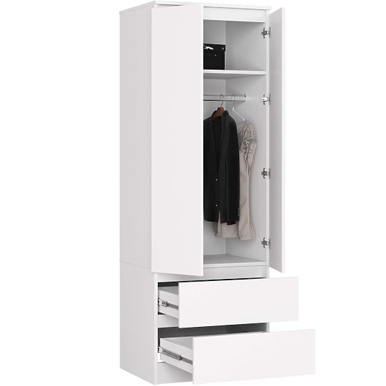 WARDROBE STAR S 60 cm 2 DOORS 2 DRAWERS WHITE