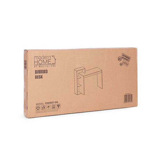 White-Grey Office Computer Desk + Shelf with 4 Shelves