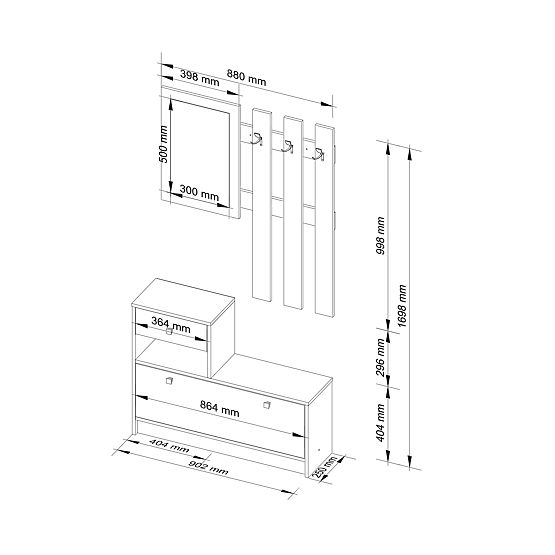 WHITE HALLWAY FURNITURE SET