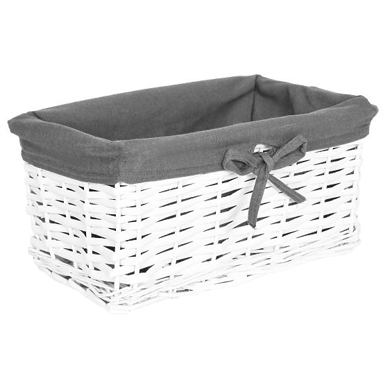 Wicker Basket 30x20x15 cm - White-Grey