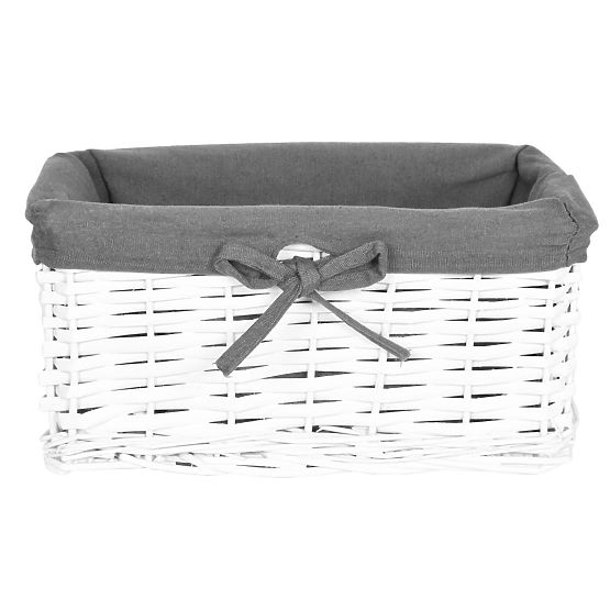 Wicker Basket 30x20x15 cm - White-Grey