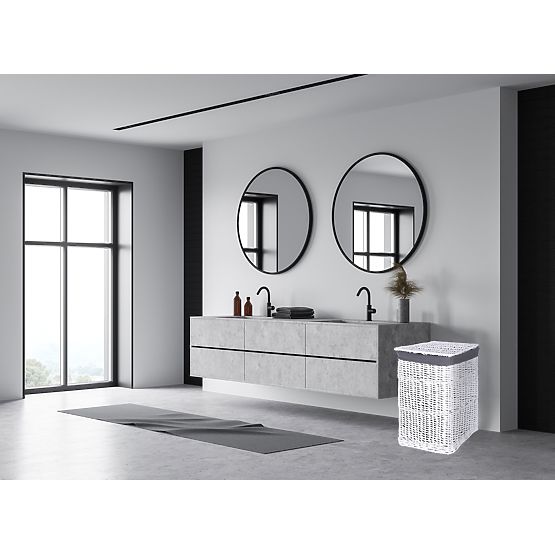 Wicker Basket 40x30x60 cm - 72L - White-Grey