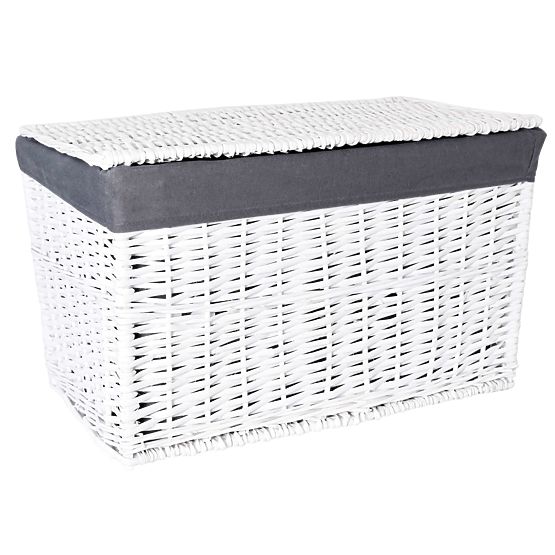 Wicker Chest 76x46x46 cm - 160L - White-Grey