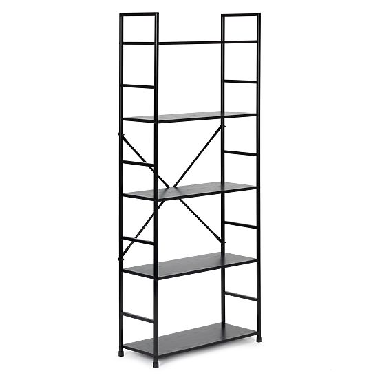 Wide Wooden Shelf Modern LOFT 5 Shelves Black