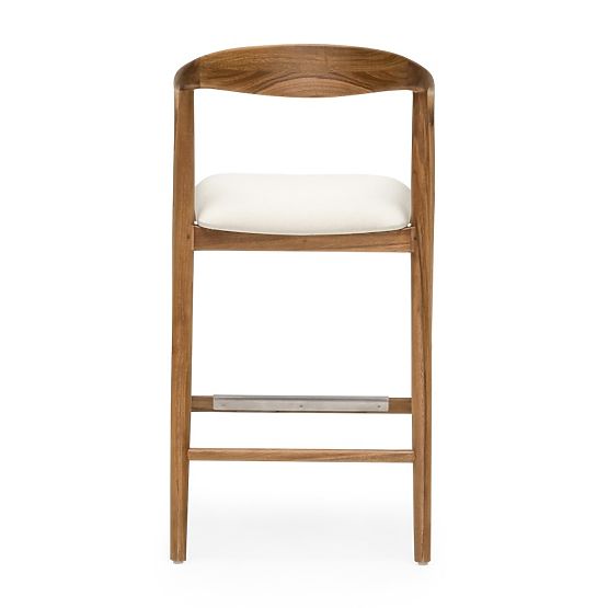 Wooden Bar Stool Ludvika 2.0, Rounded, Natural/Cream