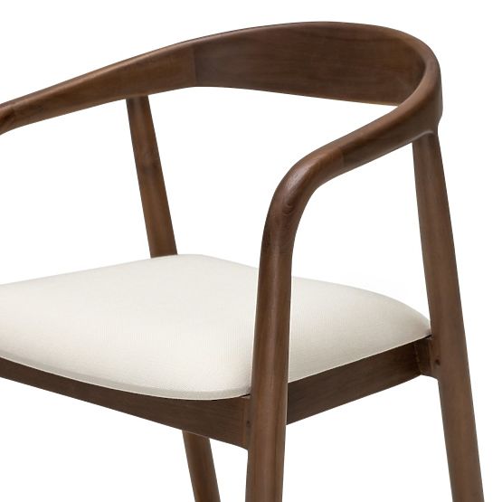 Wooden Bar Stool Ludvika 2.0, Rounded, Walnut/Cream