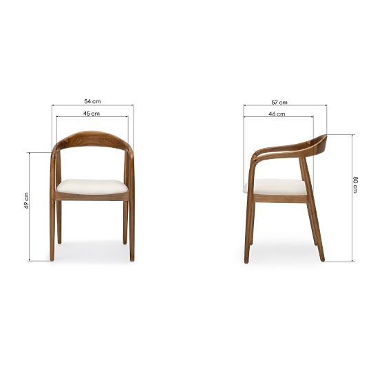 Wooden Chair Ludvika 2.0, Rounded, Natural/Cream