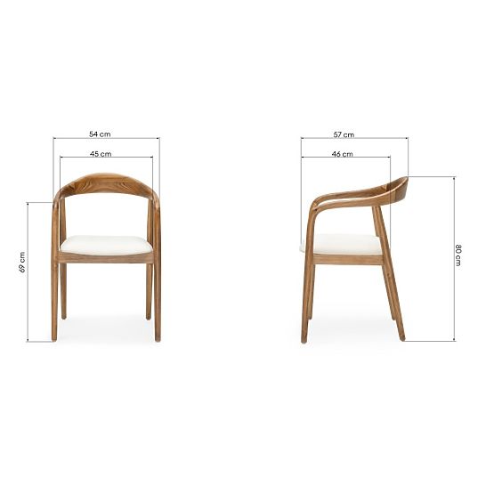 Wooden Chair Ludvika 2.0, Rounded, Natural/Cream