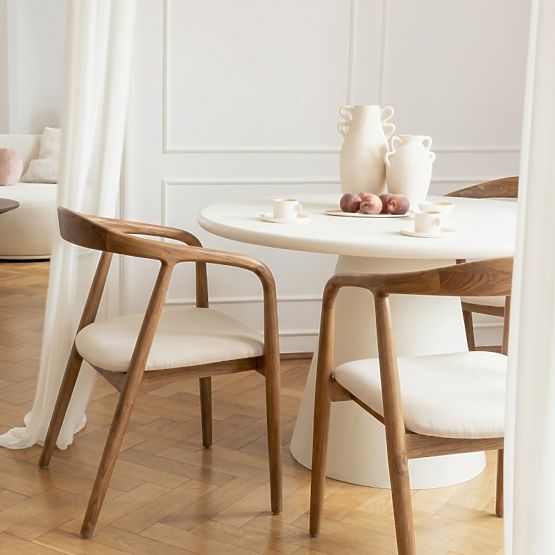 Wooden Chair Ludvika 2.0, Rounded, Natural/Cream