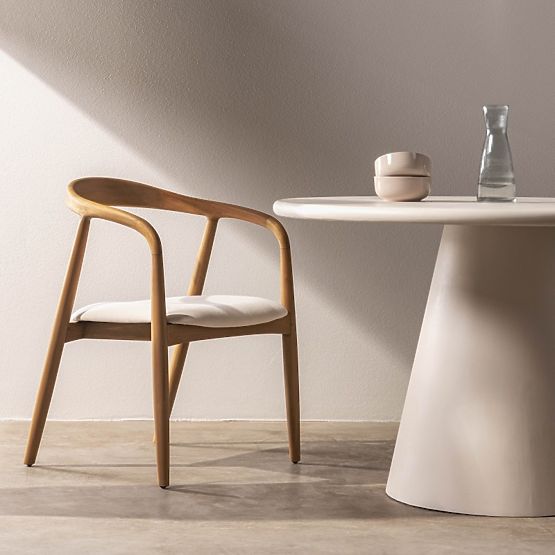 Wooden Chair Ludvika, Rounded, Natural/Cream