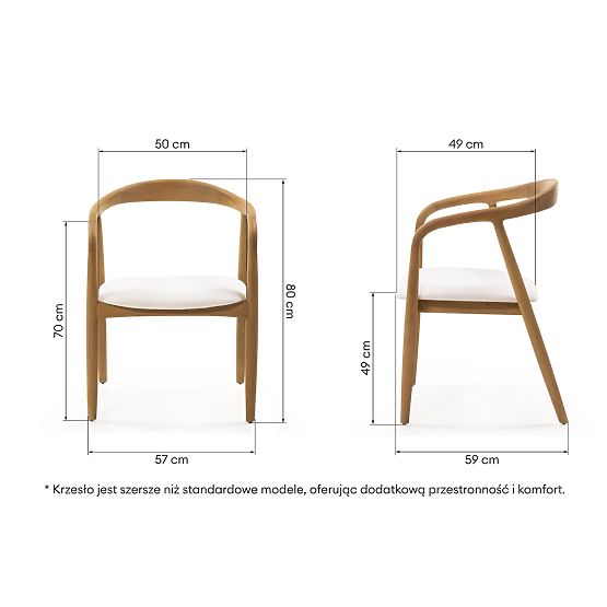 Wooden Chair Ludvika, Rounded, Natural/Ecru