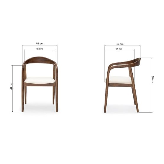 Wooden Chair Ludvika, Rounded, Natural/Ecru