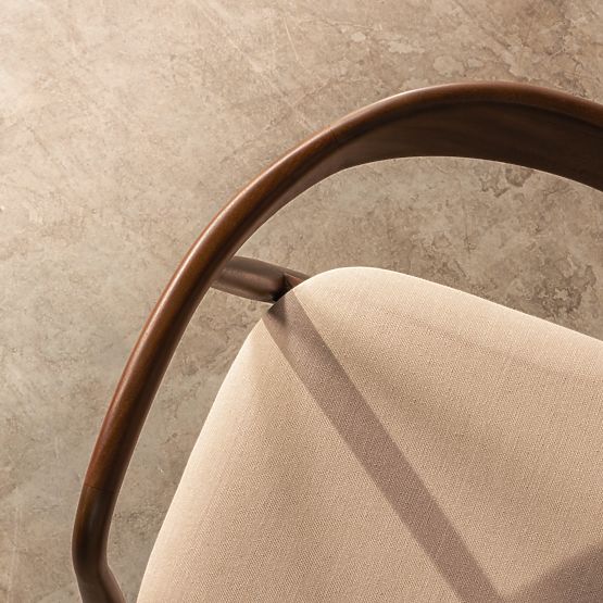 Wooden Chair Ludvika, Rounded, Walnut/Beige